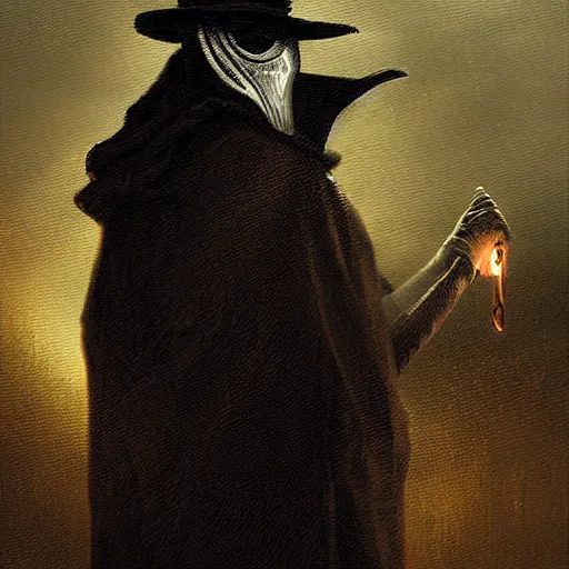 Prompt: plague doctor, oil painting, by Greg Rutkowski