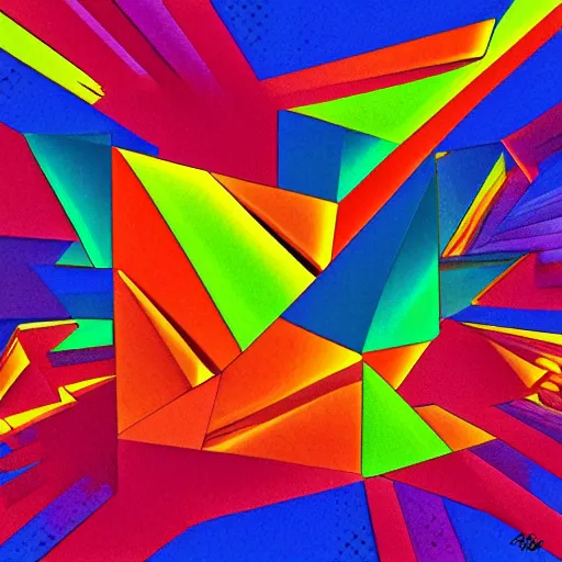 Image similar to a beautiful landscape in a Cubo-Futurism style, digital art