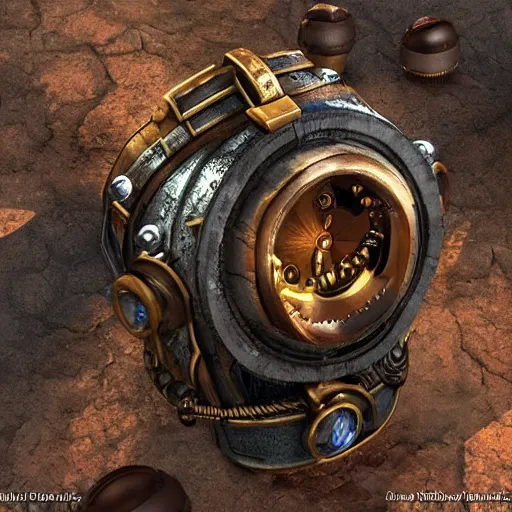 Image similar to A steampunk wristband that shoots out a grapple using steam canisters, epic fantasy art style HD