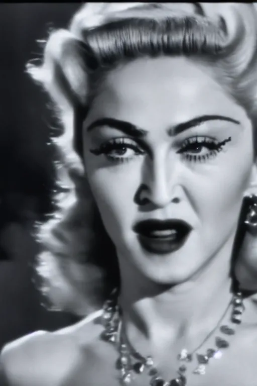 Image similar to madonna in the 1 9 5 0 s, still from a movie, 4 k