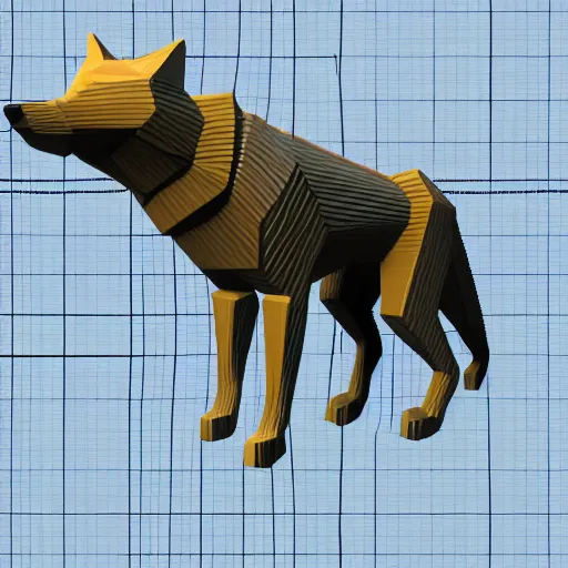 Prompt: isometric 3 d render of a wolf