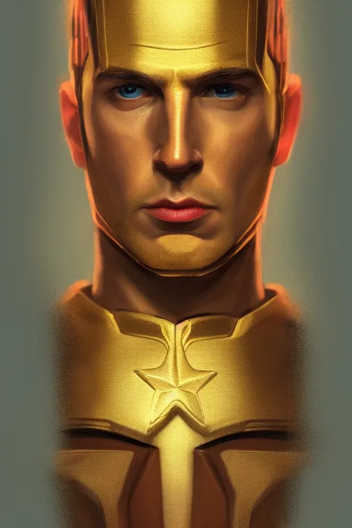 Image similar to Portrait of captain america, elegant, photorealistic, highly detailed, artstation, smooth, sharp focus, gold ornaments, neon lighting, sci-fi, art by Klimt