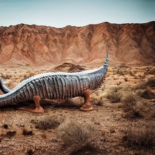 Image similar to 🐋🦖🐉 🤖 👽🐳 in desert, photography by bussiere rutkowski andreas roch