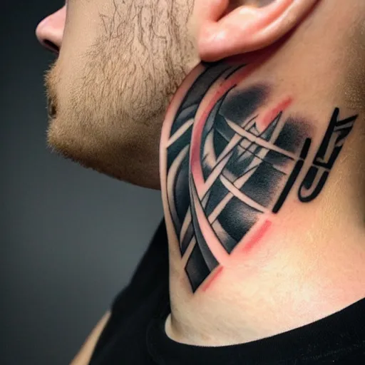 Prompt: neck tattoo, needle, ink, tattoo photo
