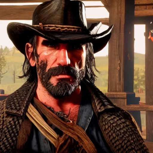 Image similar to daniel day lewis plays dutch van der linde in the playstation 4 video game red dead redemption 2, video game screenshot