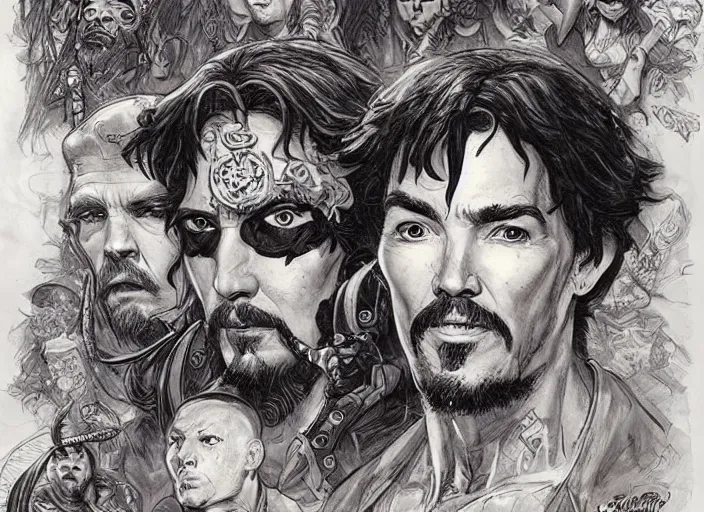 Prompt: a highly detailed pirate portrait of stephen strange, james gurney, james jean