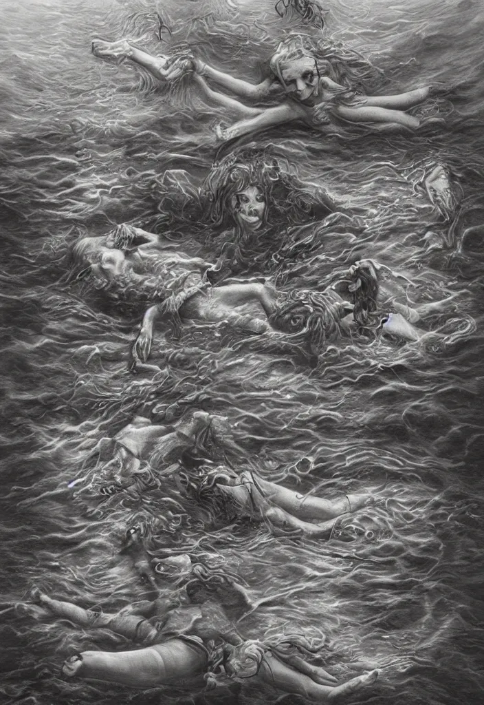 Image similar to highly detailed surrealist art about drowning slowly