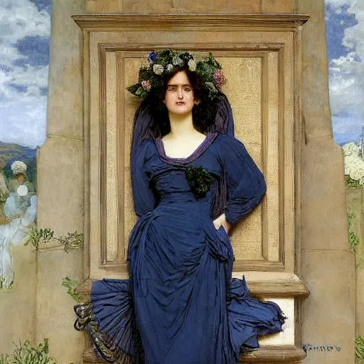 Image similar to portrait en buste of eva green in an edwardian dress by frederic william burton and frederic leighton, abundantly detailed, perfectly detailed eyes