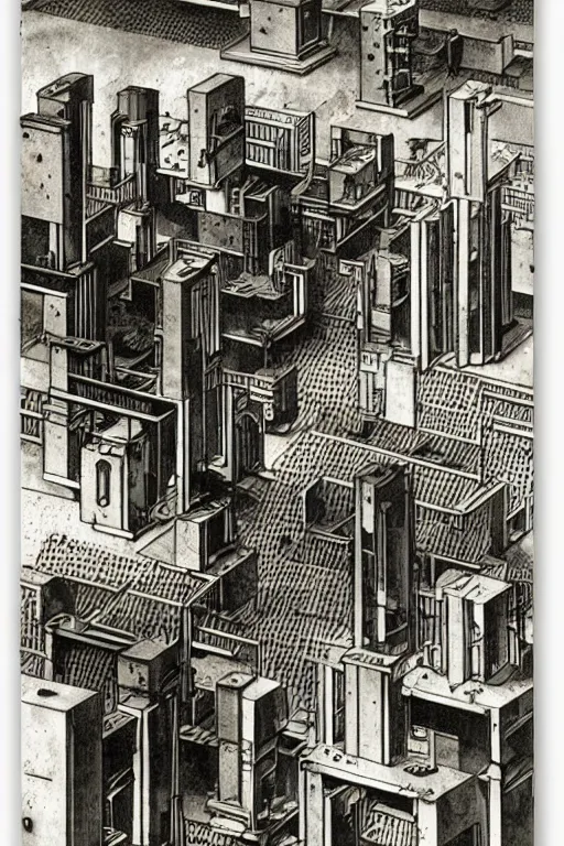 Image similar to cyborgs wander cybernetic architecture by giorgio de chirico