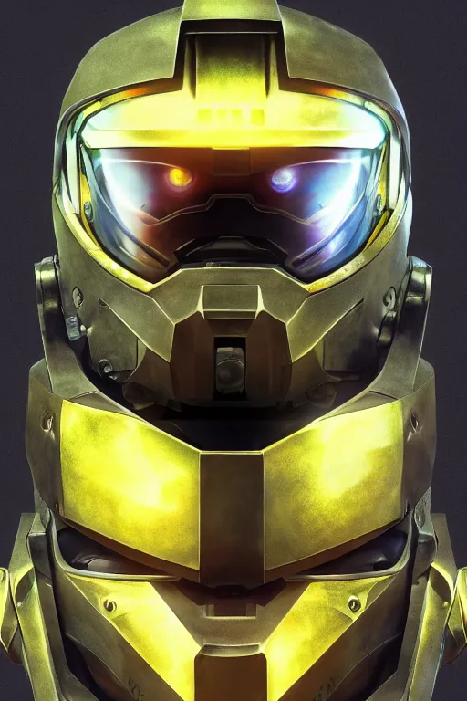 Image similar to robot ninja mask helmet halo master chief radiating a glowing aura global illumination ray tracing hdr fanart arstation by ian pesty and katarzyna da „ bek - chmiel