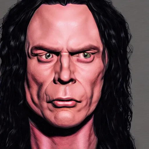 Prompt: tommy wiseau, hyperrealistic, photorealistic, hyperdetailed, horror lighting