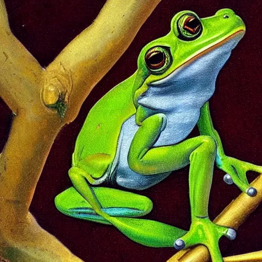 Prompt: The best painting of a frog of all time, by Michelangelo