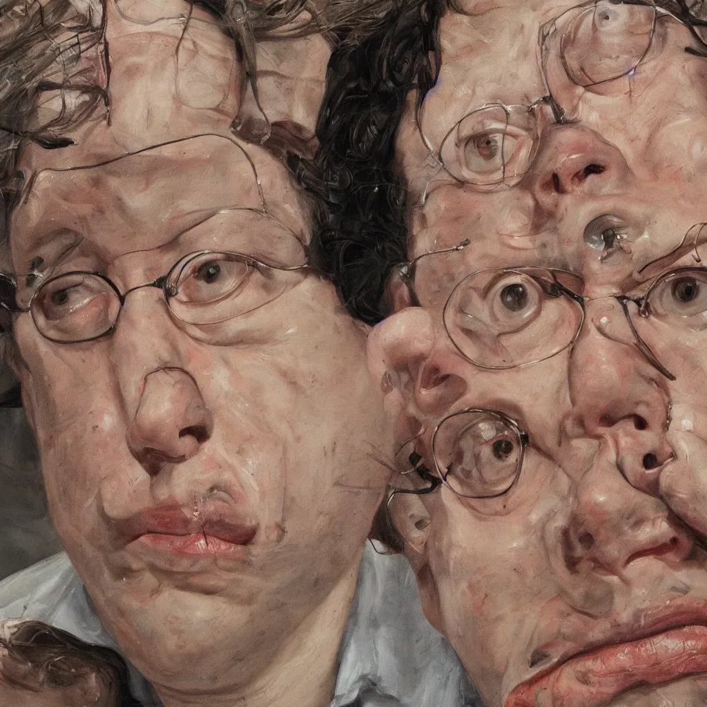 Prompt: high quality high detail painting of todd solondz portrait by lucian freud and jenny saville, hd, photorealistic lighting