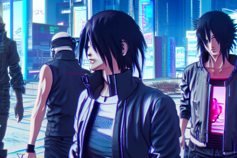 Image similar to anime cyberpunk 2077 anime series screenshot, perfect faces, fine details