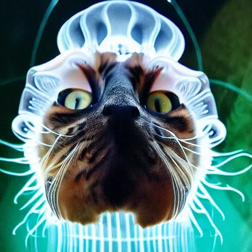 Image similar to an feline jellyfish - cat - hybrid, animal photography