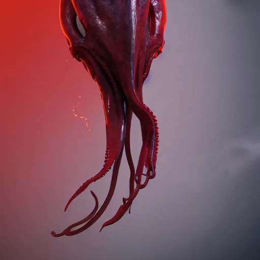 Prompt: a fpour legged red alien with a tentacle for a face , 4k , realistic