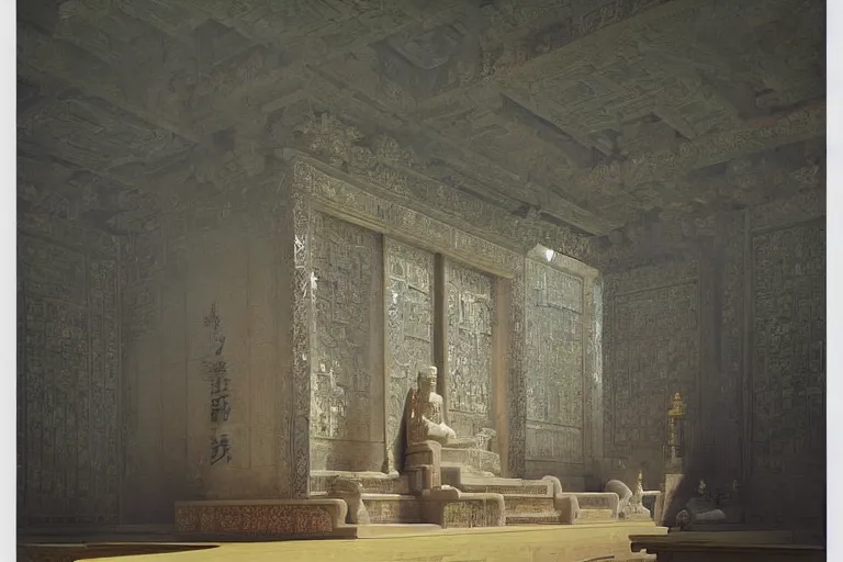 Prompt: mausoleum, buddhism, tang dynasty, painting by greg rutkowski