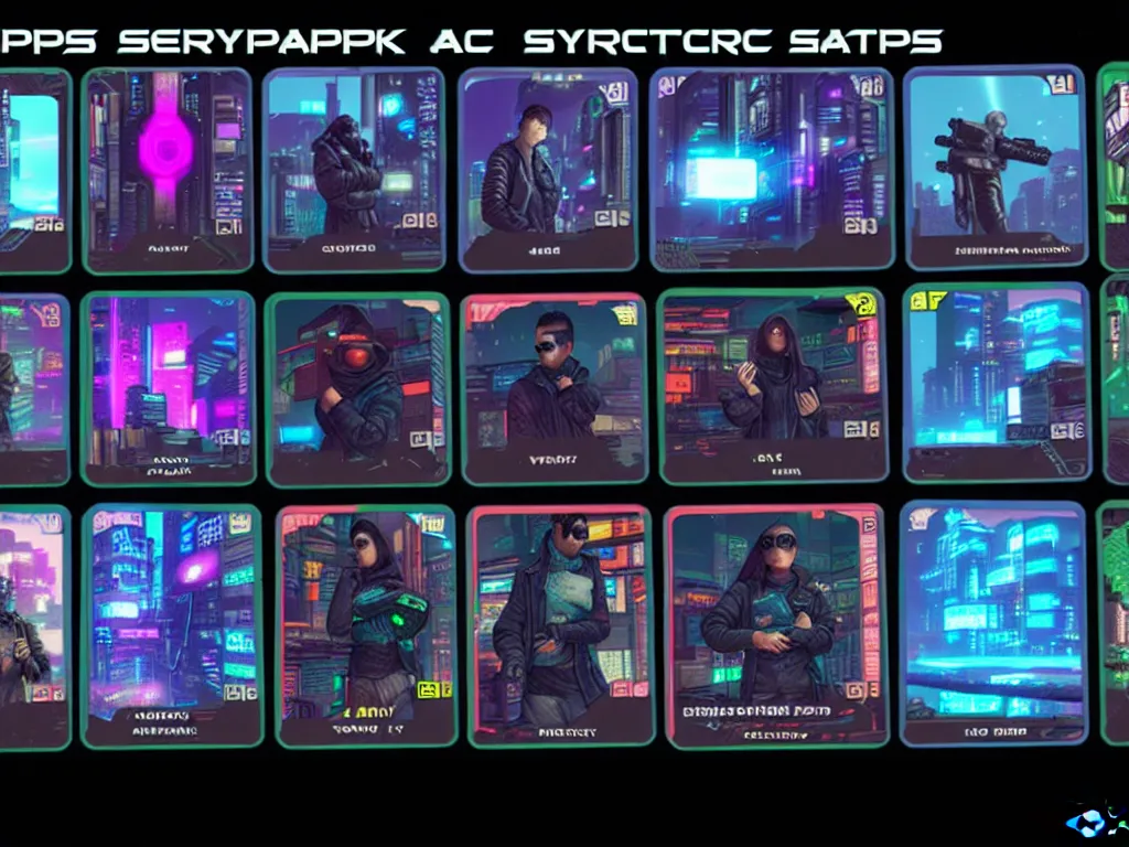 Image similar to epic card scans cyberpunk style