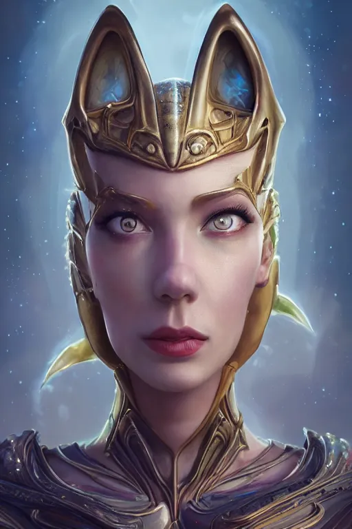 Image similar to portrait of a beautiful female hybrid atlantean anubis elsa jean, alien warrior regal, realistic, refined, detailed, digital art, jessica rossier, michael cheval, esao andrews, steampunk, walt disney ( 1 9 3 7 ), francois boucher, oil painting, highly detailed, cinematic lighting, unreal engine, 8 k, hd