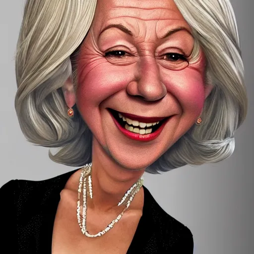 Image similar to a helen mirren caricature drawing of adam sandler