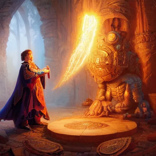 Image similar to A young mage in an invocation ritual, realistic, sharp focus, 8k high definition, insanely detailed, intricate, elegant, art by Justin Gerard