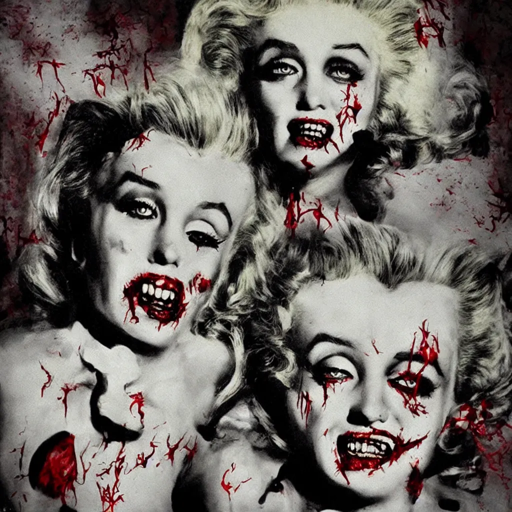 Prompt: zombie Marylin Monroe, pop-art style, hyper realistic