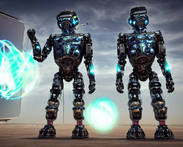 Image similar to love, joy, realistic textured magnetosphere humanoids, complex cybernetic glowing vortexes, large array, ornate, cinematic light shadows, hdr refractions, insanely detailed rendering, cybernetic civilisations, 8 k, *