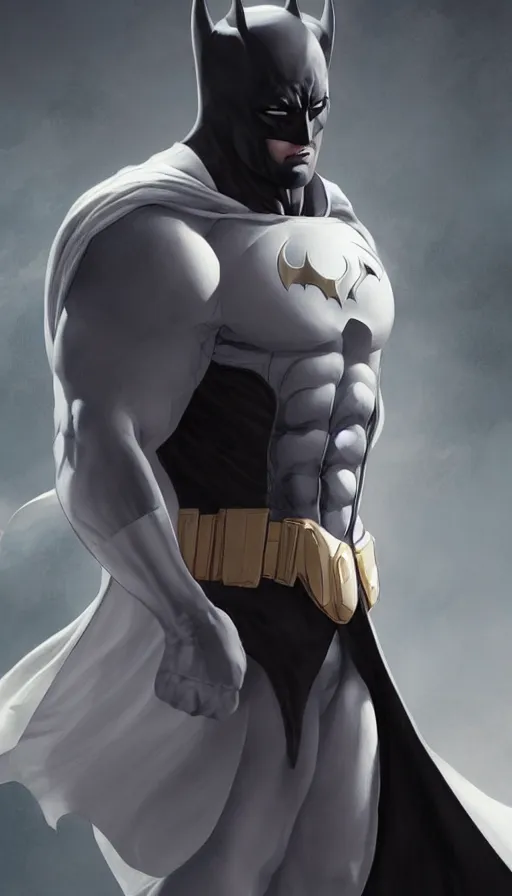 Image similar to characters portrait of MoonKnight mixed with Batman by ArtGerm and Tom Bagshaw, merged character, Full Body, full-shot, 4k, highly detailed, cinematic lighting