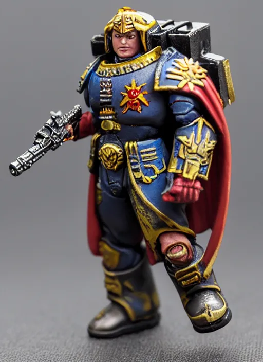 Image similar to 8 0 mm resin detailed miniature of a warhammer 4 0 k space marine with wonder woman armor, product introduction photos, 4 k, full body,