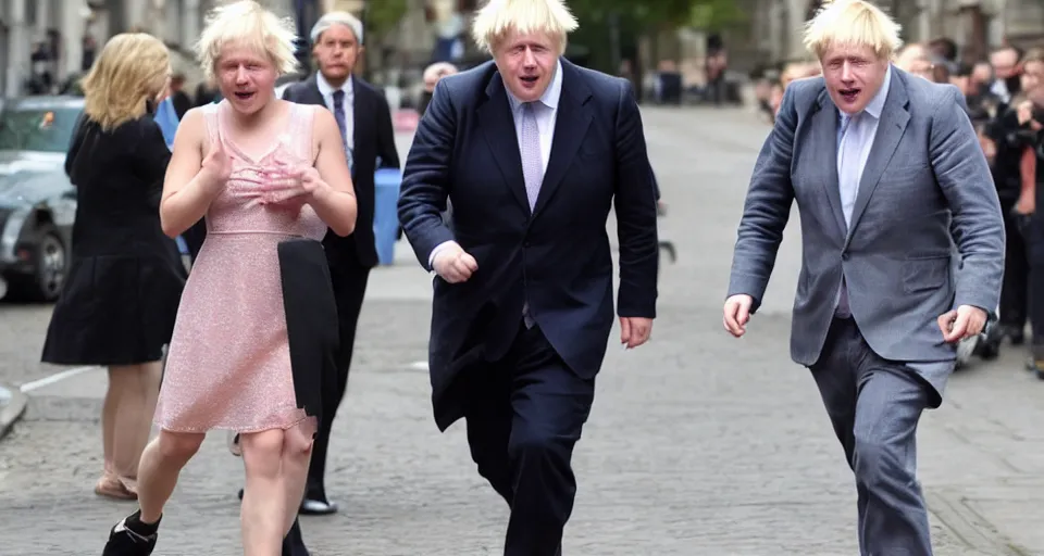 Image similar to boris johnson wearing a ballerina dress