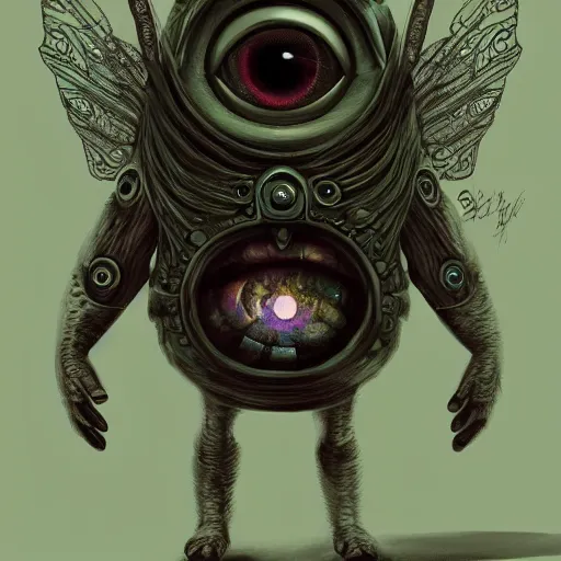 Image similar to Minion with many many many eyes, many wings, Digital Illustration, deviantart, trending on artstation, Angelarium, 4k