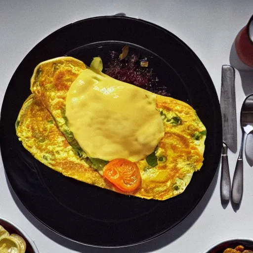 Image similar to Donald Trump on an omelette, food photography