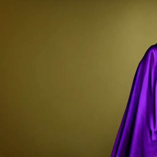 Prompt: 4 k studio portrait photograph of a tall interdimensional mantis extraterrestrial in a purple cloak