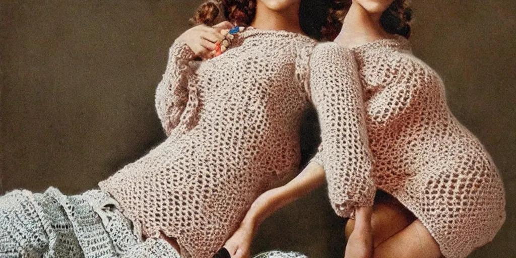 Image similar to Pretty Woman with crocheting figure