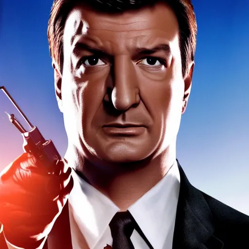 Prompt: Nathan Fillion as Hitman Agent 47 by Salvador Dali