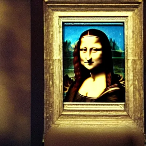 Image similar to mona lisa texting