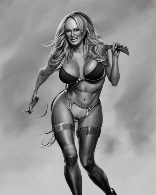 Prompt: full body portrait of Stormy Daniels by Stanley Artgerm Lau, WLOP, Rossdraws, frank frazetta, Andrei Riabovitchev, Marc Simonetti, tranding on artstation