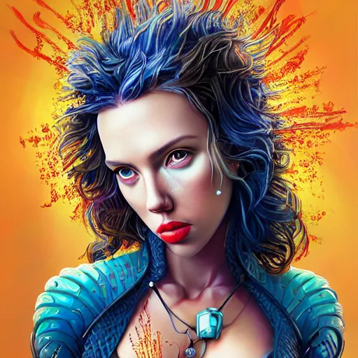 Image similar to Biopunk portrait of Scarlett Johansson, Pixar style, by Tristan Eaton Stanley Artgerm and Tom Bagshaw.