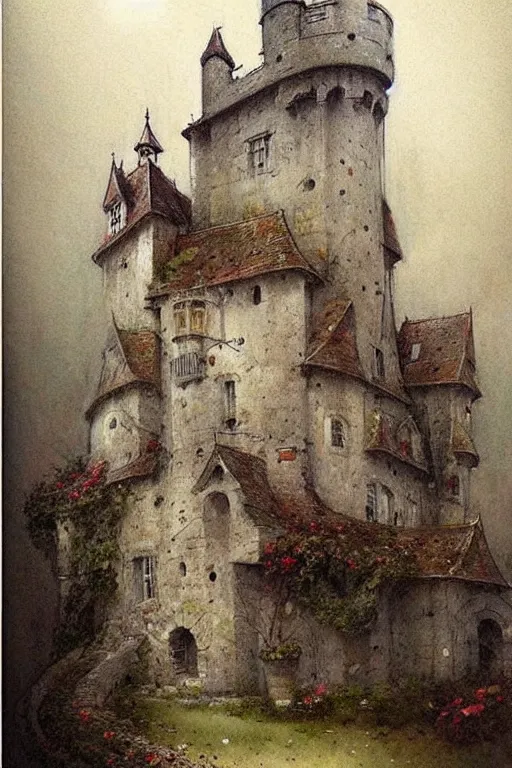 Image similar to (((((1950s castle. muted colors.))))) by Jean-Baptiste Monge !!!!!!!!!!!!!!!!!!!!!!!!!!!