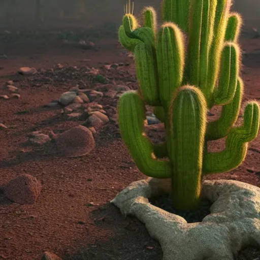 Prompt: photorealistic shot of cactus Groot, octane render, unreal engine 4k, volumetric light, fog, detailed,