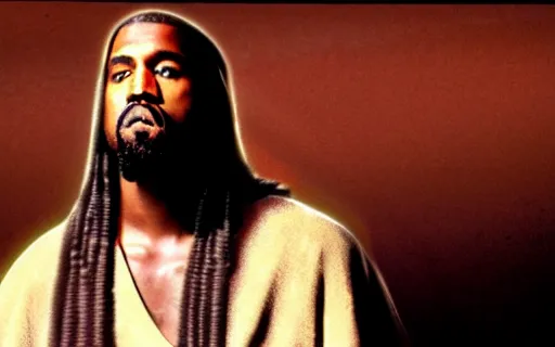 Prompt: kanye west as jesus christ in jesus christ superstar (1973)