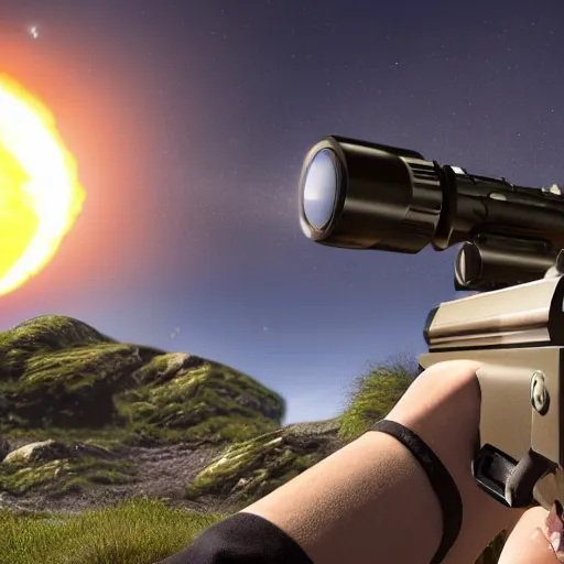 Prompt: planet shooting gun, 4k, photo-realistic