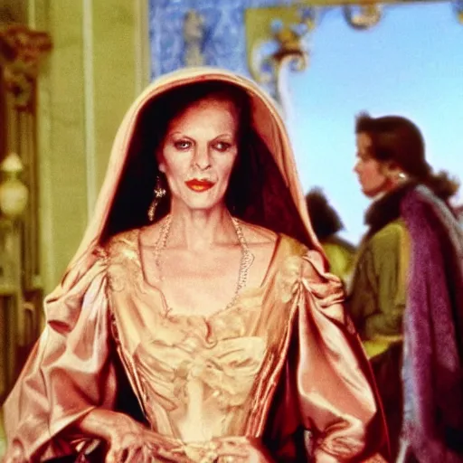 Image similar to Still in technicolor of Silvana Mangano as the Duchess of Guermantes in the 1973 film by Luchino Visconti, In Search of Lost Time