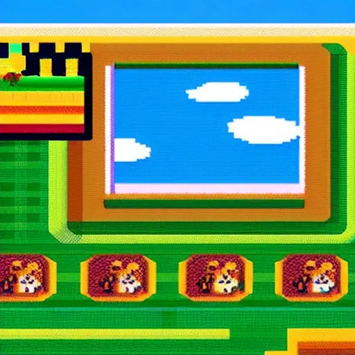 Image similar to Screenshot of Animal Crossing for NES, 1989, 8-bit, pixel art