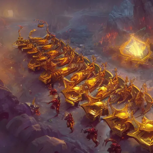 Image similar to a golden battle chariots, yellow magic theme, bright art masterpiece artstation. 8 k, sharp high quality artwork in style of jose daniel cabrera pena and greg rutkowski, concept art by tooth wu, blizzard warcraft artwork, hearthstone card game artwork, cart wheels