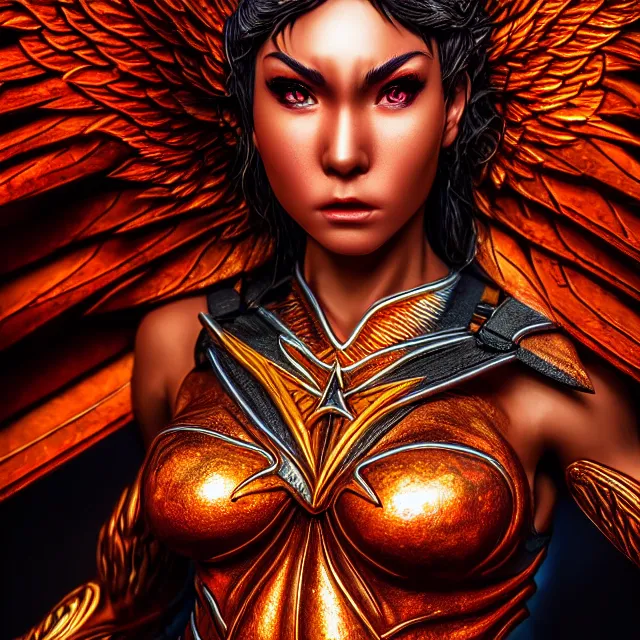 Image similar to phoenix warrior, artgerm, highly detailed, 8 k, hdr, close up, smooth, sharp focus, high resolution, award - winning photo