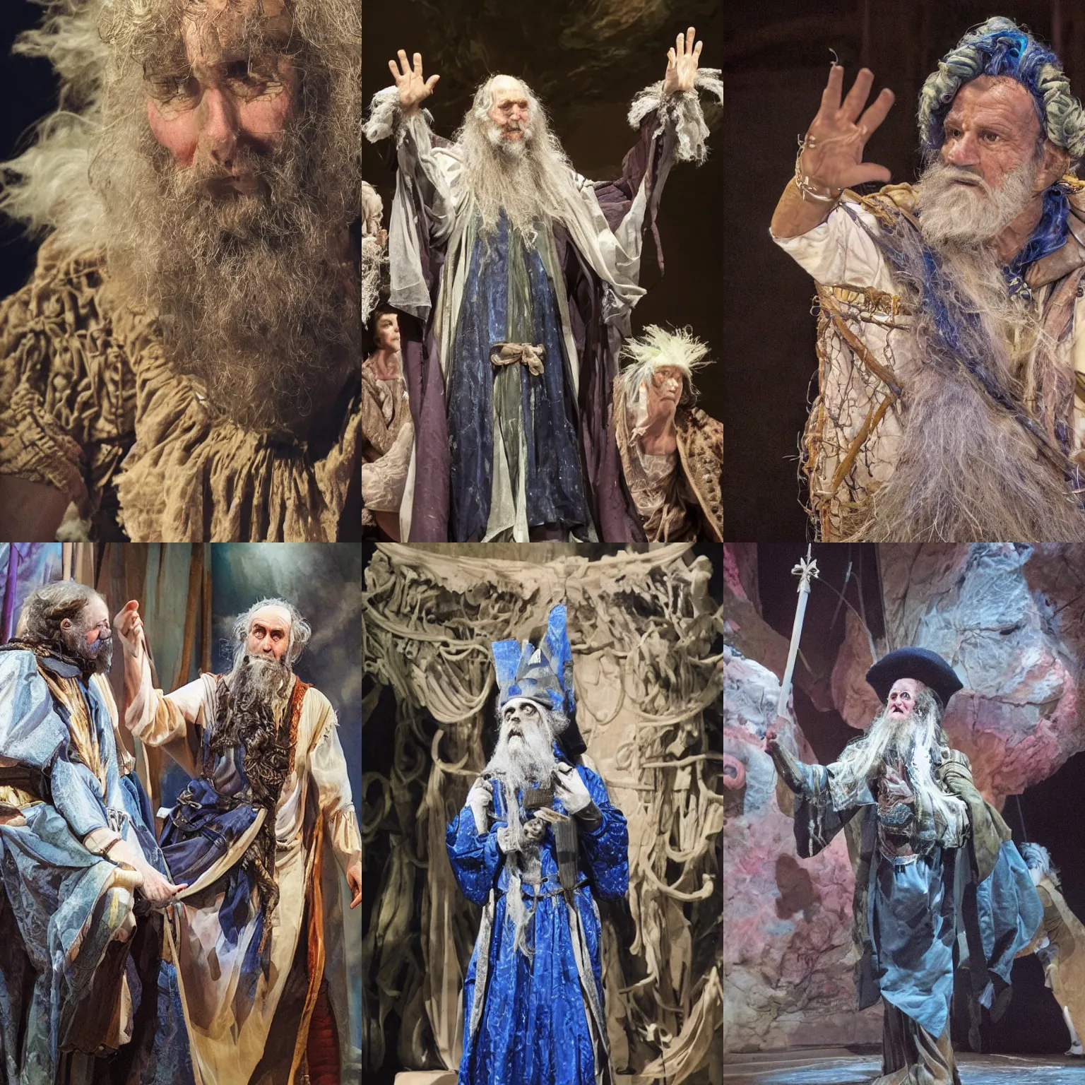 Prompt: a photo of Prospero from the stage production of The Tempest
