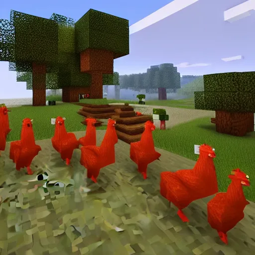 Prompt: random screenshoot from minecraft with player and chickens, elegant, sharp focus, golden ratio, boost with california filter, than you