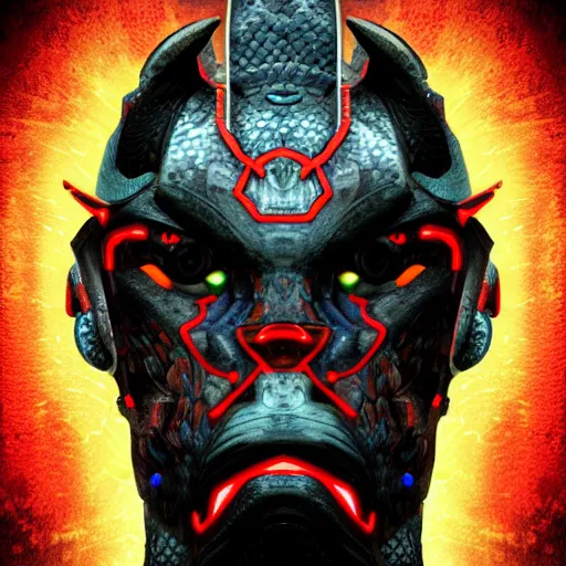 Image similar to user avatar icon of a cyborg dragon, digital art, portrait