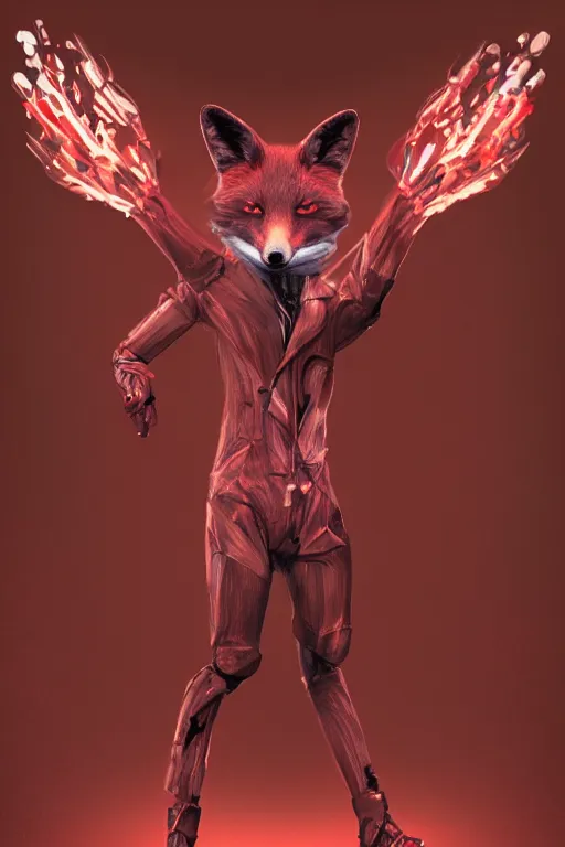 Image similar to a humanoid fox wearing scientist's clothes holding a red chemical, digital painting, masterpiece, digital art, high quality, highly detailed, concept art, trending on deviantart, high coherence, anatomically correct, five fingers, cinematic, high definition, path traced, laboratory background